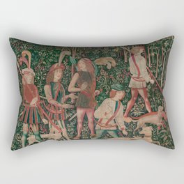 Unicorn Hunt Medieval Art - Hunt Begins Rectangular Pillow