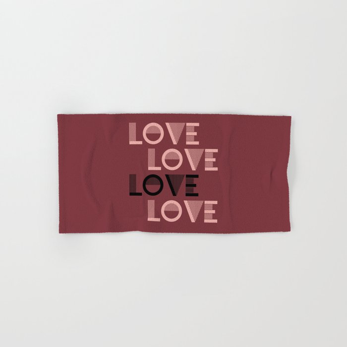 LOVE Dark Red & Pink colors modern abstract illustration  Hand & Bath Towel