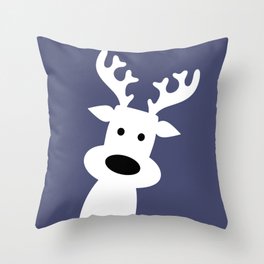Reindeer on blue background Throw Pillow
