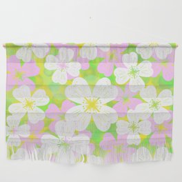 70’s Desert Flowers Pink on Yellow Wall Hanging