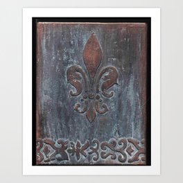 Fleur De Lis Patina Plaque - Original Art by Tracy Sayers Trombetta Art Print