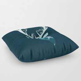 Deer Blue Winter Floor Pillow