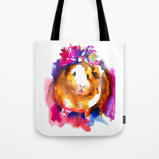 Guinea Pig in Flower Crown Tote Bag