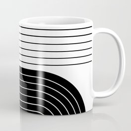 Two Tone Line Curvature VIII Black and White Modern Arch Abstract Mug