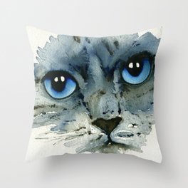 Tealy Throw Pillow | Kitty, Feline, Painting, Watercolor, Siamese, Blueeyes, Cat, Tealy 