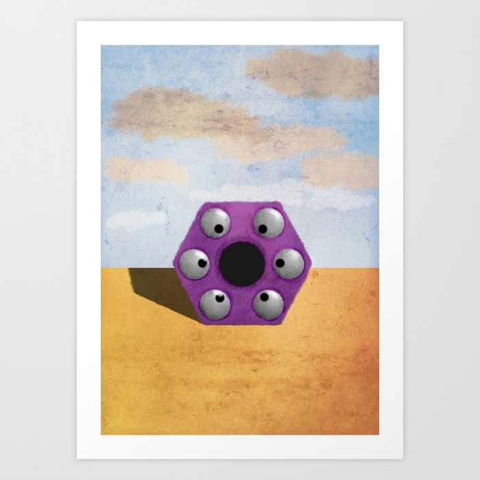 Purple Hexagon Monster Art Print