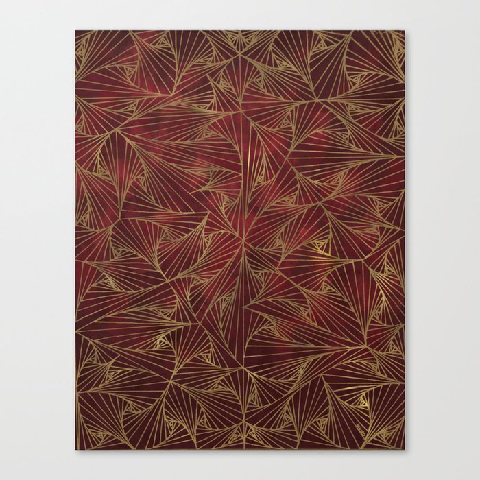 Tangles Red and Gold Canvas Print