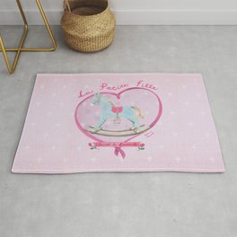 Blue horse in pink heart Rug