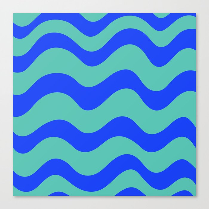Retro Candy Waves - teal and electric blue Canvas Print