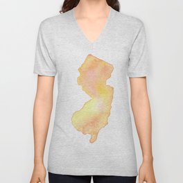 Coral Watercolor State of New Jersey V Neck T Shirt