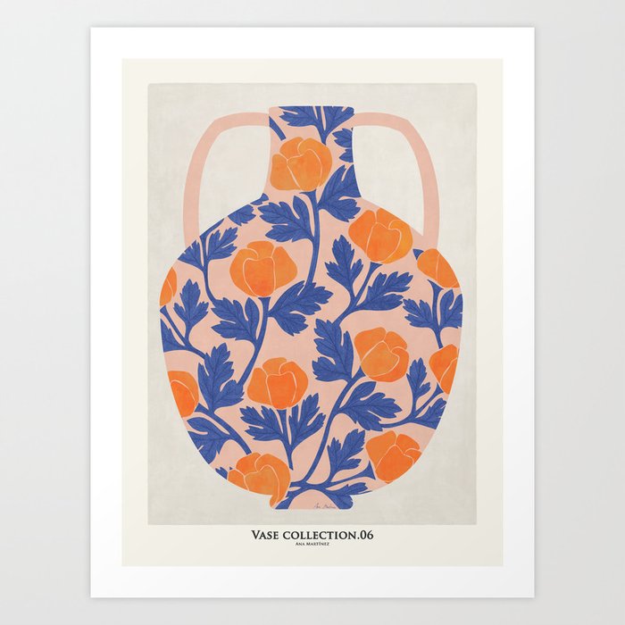 Vase and roses collection Art Print