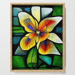 Stained Glass Flower #14 Serving Tray