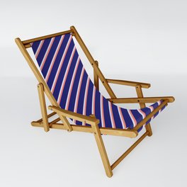 [ Thumbnail: Lavender, Salmon & Midnight Blue Colored Lines/Stripes Pattern Sling Chair ]