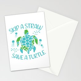 Skip A Straw Save A Turtle Stationery Card