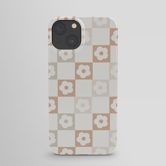 Muted Colors Flower Checker iPhone Case