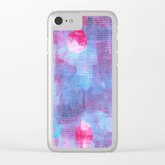 Crimson Clover, Abstract Monoprint Painting Clear iPhone Case