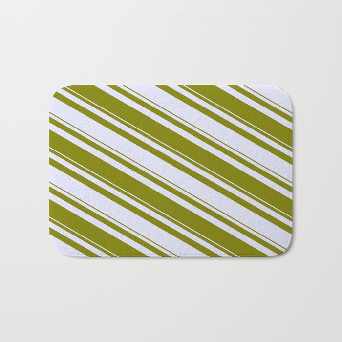 Lavender & Green Colored Striped/Lined Pattern Bath Mat