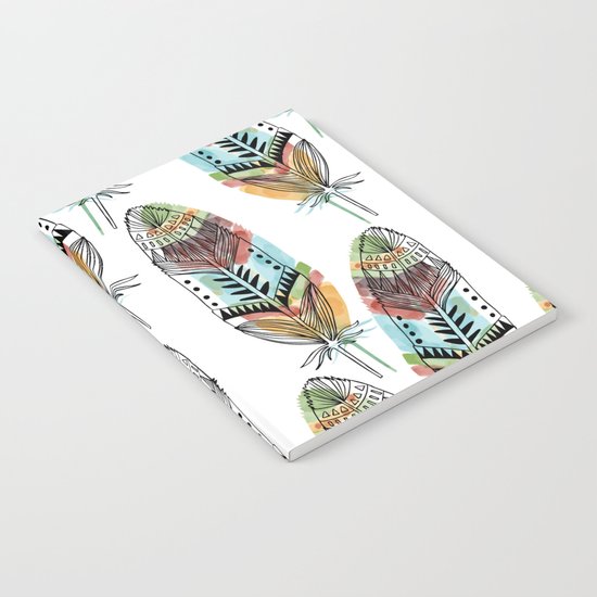 Aztec Watercolor feathers Notebook