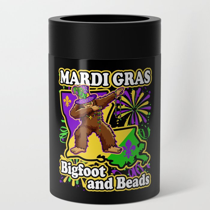 Mardi Gras Funny Dabbing Bigfoot Beads Louisiana Can Cooler