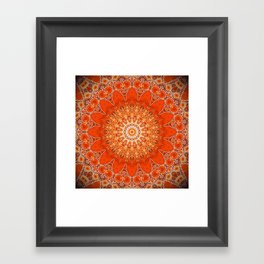 Detailed Orange Boho Mandala Framed Art Print