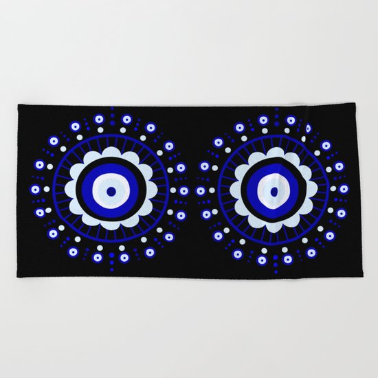 Evil Eye Flower Burst Beach Towel