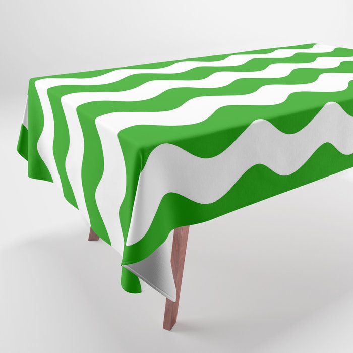Wave Texture (Green & White) Tablecloth