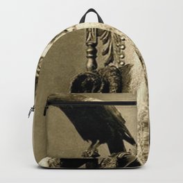 One-eyed Bearded Man with Ravens black and white photograph Backpack | Theraven, Oddities, Poster, Gothic, Scary, Weird, Strange, Picture, Unusual, Photo 