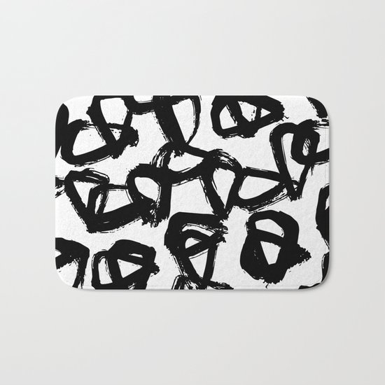 Painted Geometric Black and White Bath Mat
