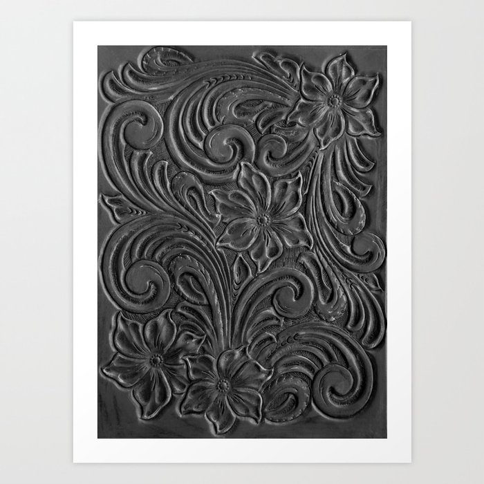 Black tooled leather  Art Print