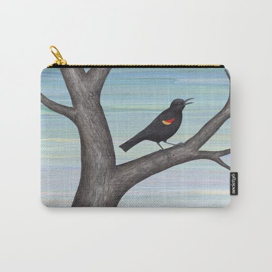 red winged blackbird and tulips Carry-All Pouch