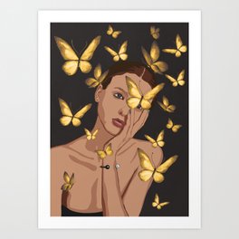 Woman with butterflies 1 Art Print