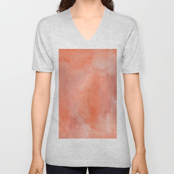 Abstract hand painted terracotta watercolor V Neck T Shirt