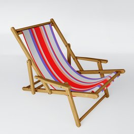 [ Thumbnail: Dark Salmon, Red, Slate Blue & Light Gray Colored Lines Pattern Sling Chair ]