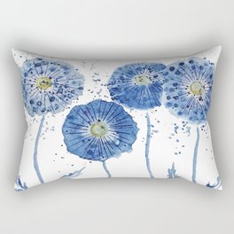four blue dandelions watercolor Rectangular Pillow