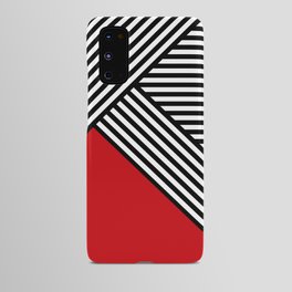 Black and white stripes with red triangle Android Case