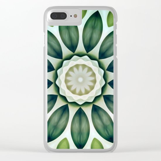 Foliage Greens Flower Kaleidoscope Clear iPhone Case