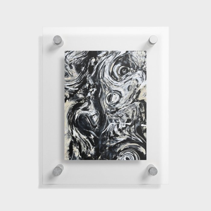 Velocity: A pretty abstract black and white painting by Alyssa Hamilton Art Floating Acrylic Print