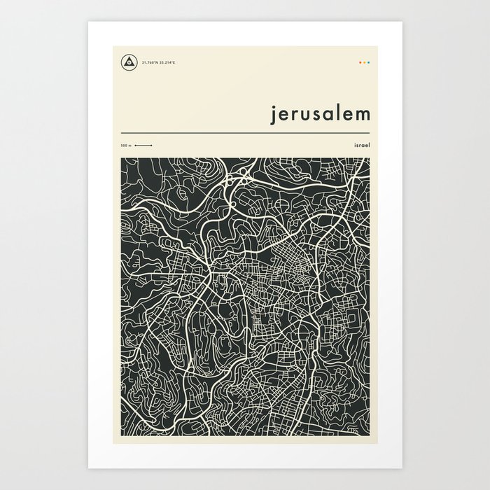 Jerusalem Map Art Print