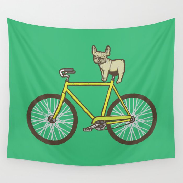 Frenchie on a Fixie Wall Tapestry