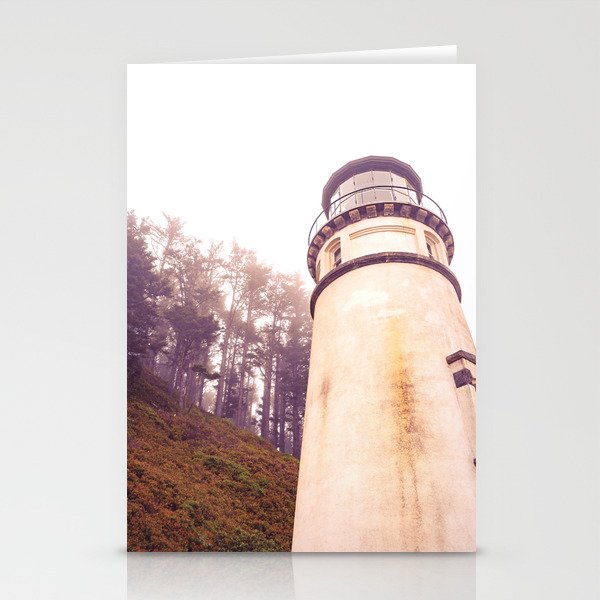 Lighthouse in the Fog | Oregon Coast | Travel Photography Stationery Cards