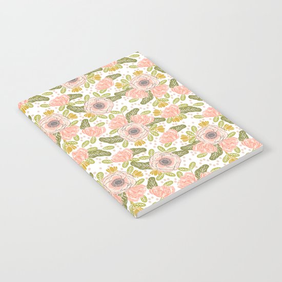 Floral spring boho modern flowers pattern garden gardener summer fresh nature botanical watercolor Notebook
