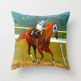 Race horse Secretariat Tripple Crown Winner Throw Pillow