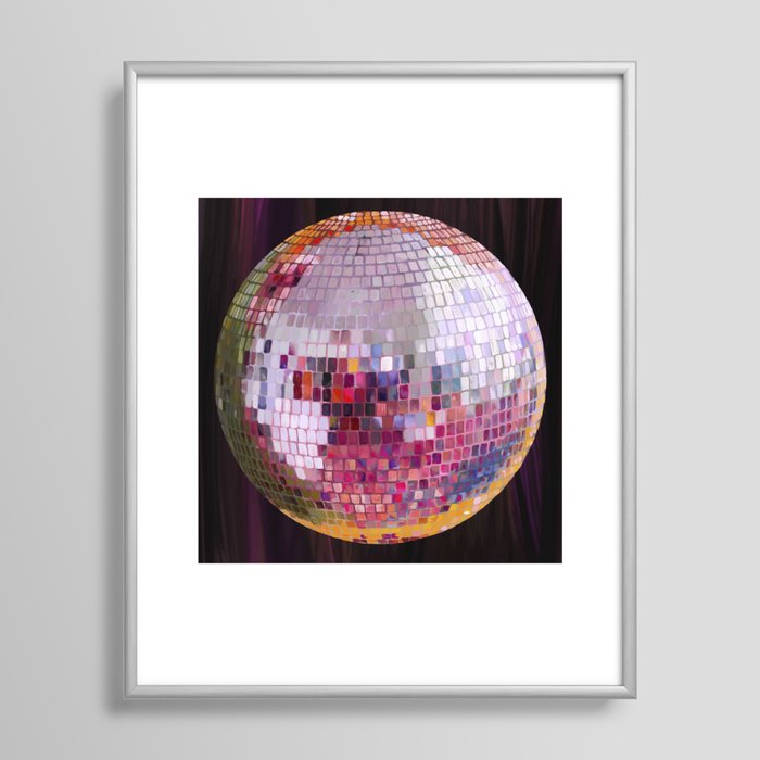 Pink Disco Ball oil painting Framed Art Print