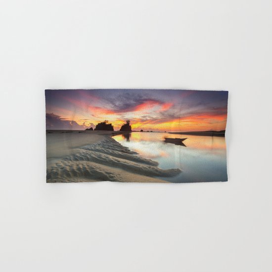 Canoe on the Water at Sunset Hand & Bath Towel