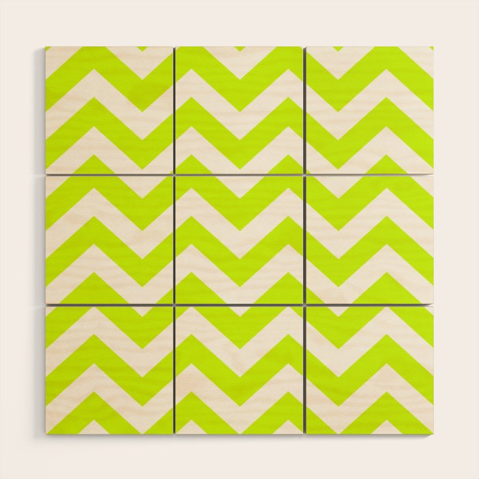 Volt green color Zigzag Chevron Pattern Wood Wall Art by Make it