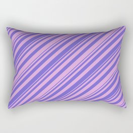[ Thumbnail: Plum & Slate Blue Colored Lined Pattern Rectangular Pillow ]
