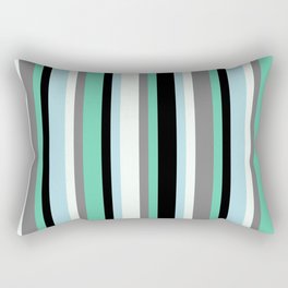 [ Thumbnail: Aquamarine, Black, Powder Blue, Mint Cream, and Gray Colored Pattern of Stripes Rectangular Pillow ]