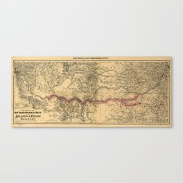 Transcontinental Route of Atlantic & Pacific Railroad Map (1883) Canvas Print