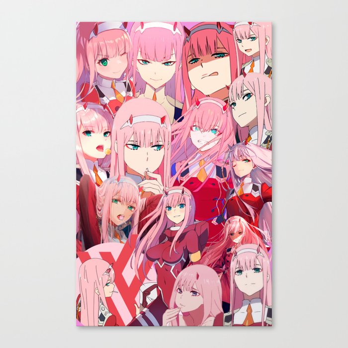 sad anime aesthetic  zero two collage leinwanddruck