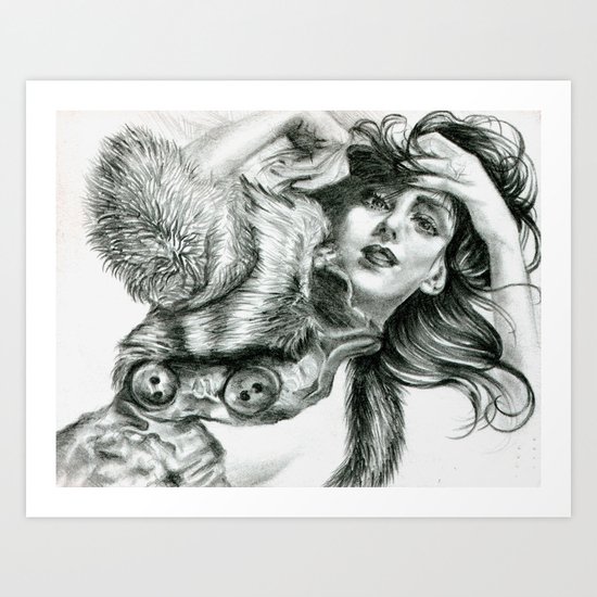 Lady In Fur Art Print